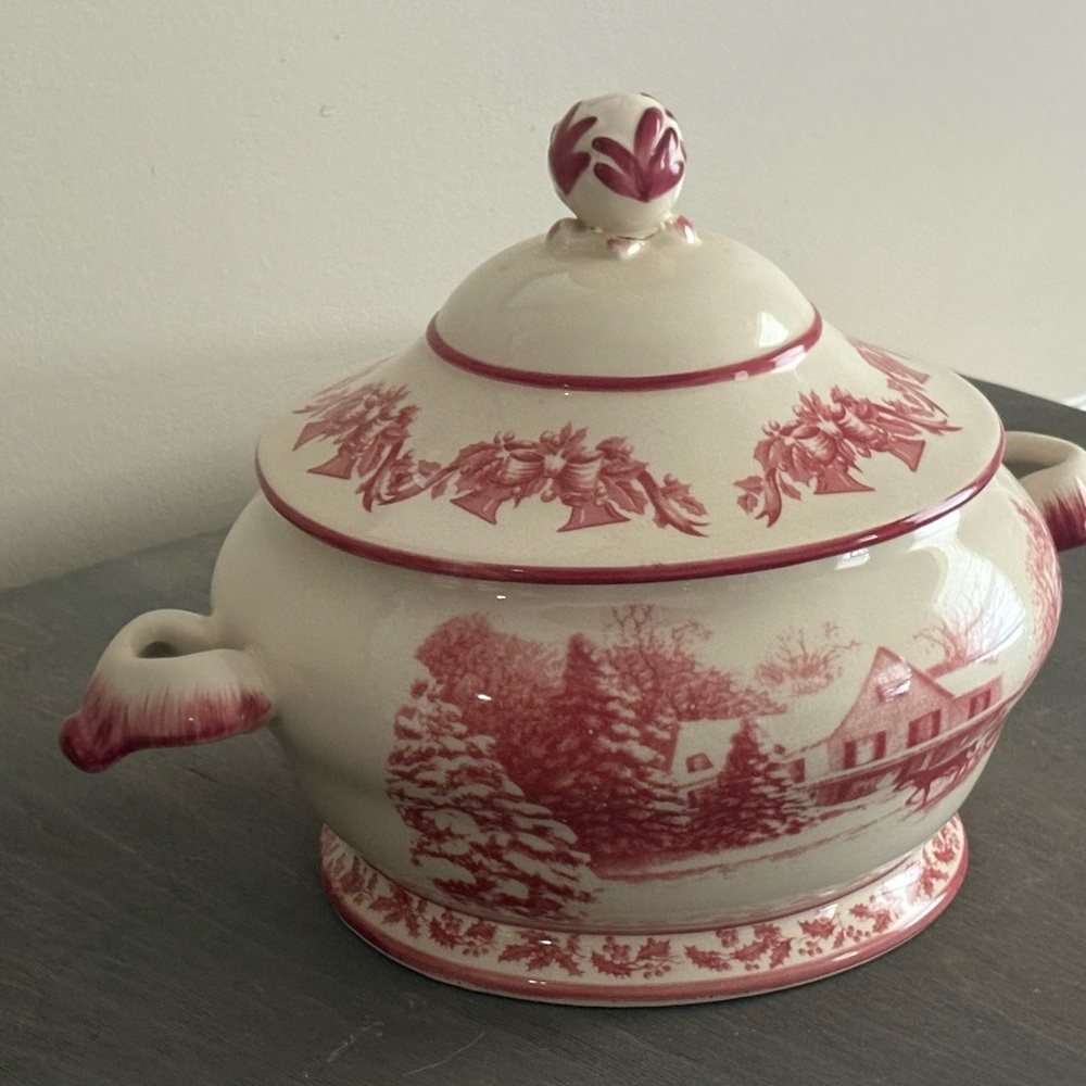 Cracker Barrel Red and Cream Serveware